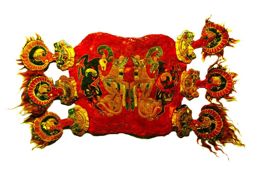 Zdobení sedla z oblasti Altaje z 5. století