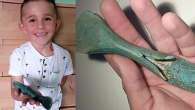 Matyášek (5) z Opavska vykopal poklad! Sekyrku starou 3000 let