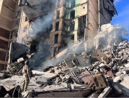 Ruské ostřelování ukrajinského města Selydove (15. 11. 2023)