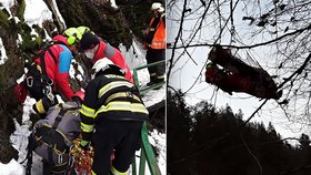 Nezletilý mladík se zřítil z 10metrového srázu pod naučnou Riegrovou stezkou. Letěl pro něj vrtulník.