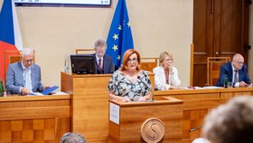 Alena Schillerová (ANO) během návštěvy Senátu (srpen 2026)