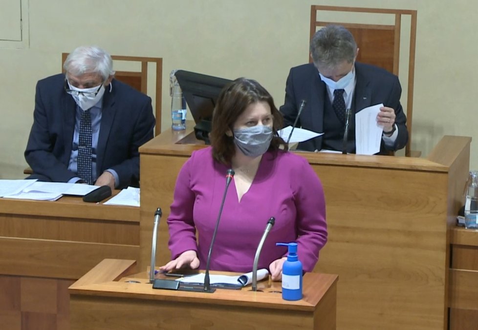 Senát o koronaviru: Ministryně Jana Maláčová (ČSSD) přišla hájit navýšení ošetřovného (29. 4. 2020)