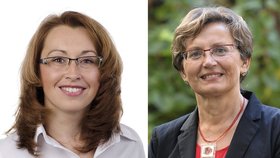 Senátorkou v Praze 10 bude buď místostarostka tamější radnice Ivana Cabrnochová ze Strany zelených (vlevo), nebo lékařka Jana Dušková (za ANO).