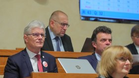 Senátoři Herbert Pavera (TOP 09), Mikuláš Bek (nestr.),Tomáš Czernin (TOP 09) a Alena Šromová (KDU-ČSL). (30. 1. 2020)