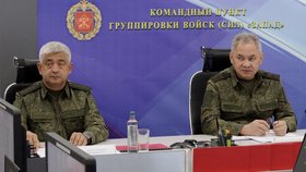Ruský ministr obrany Sergej Šojgu na Ukrajině (26.6.2023)