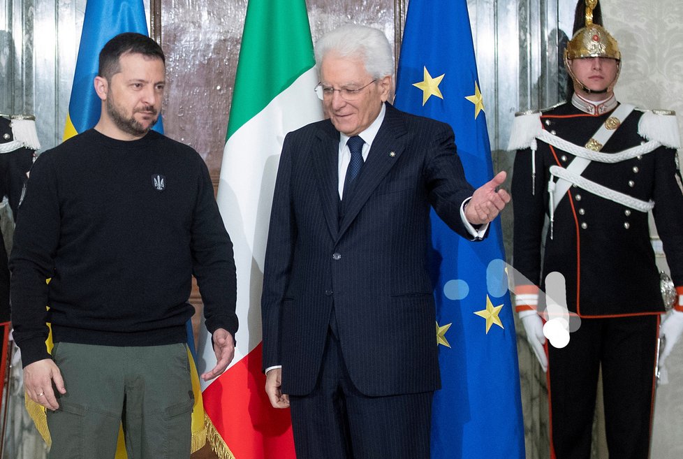Ukrajinský prezident Volodymyr Zelenskyj se v Itálii setkal s tamní hlavou státu Sergiem Mattarellou (13.5.2023).