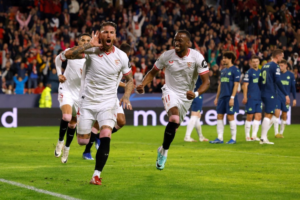 Sergio Ramos se raduje z gólu do sítě PSV
