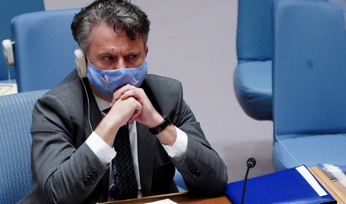 Ukrajinský velvyslanec při OSN Serhij Kyslytsya během zasedání Rady bezpečnosti OSN
