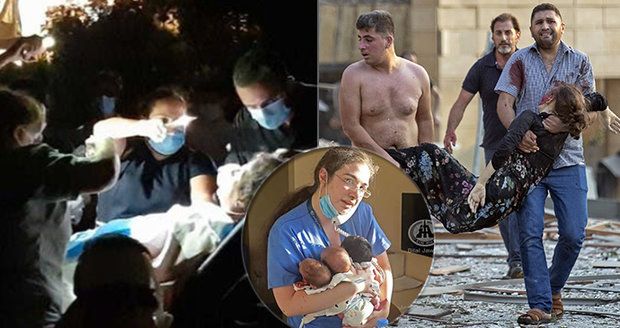 „Křičela se třemi novorozenci v náručí.“  V nemocnicích v Bejrútu panuje chaos, všude je krev