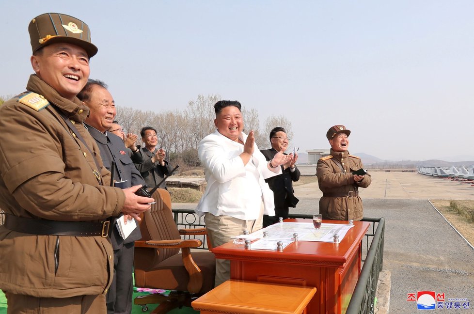 Severokorejský vůdce Kim Čong-un na snmcích z 11.dubna 2020.