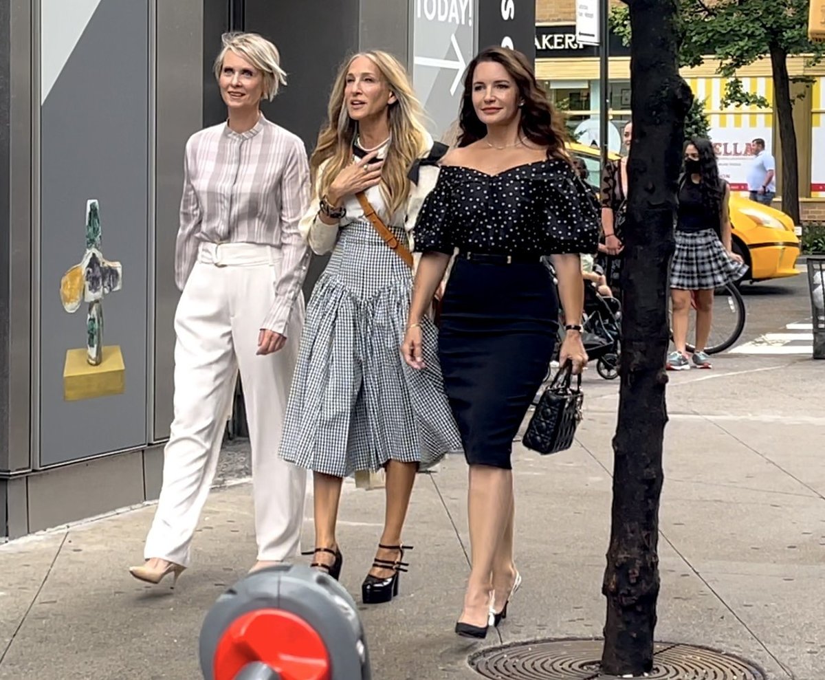 Sarah Jessica Parker, Cynthia Nixon a Kristin Davis na natáčení nových dílů Sexu ve městě