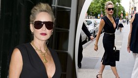 Sharon Stone okouzlila v Paříži. Oblékla si krásné černé šaty, které ji opravdu sekly