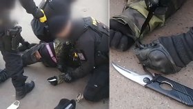 Policisté zpacifikovali muže, který měl k ruce připevněné nůžky.