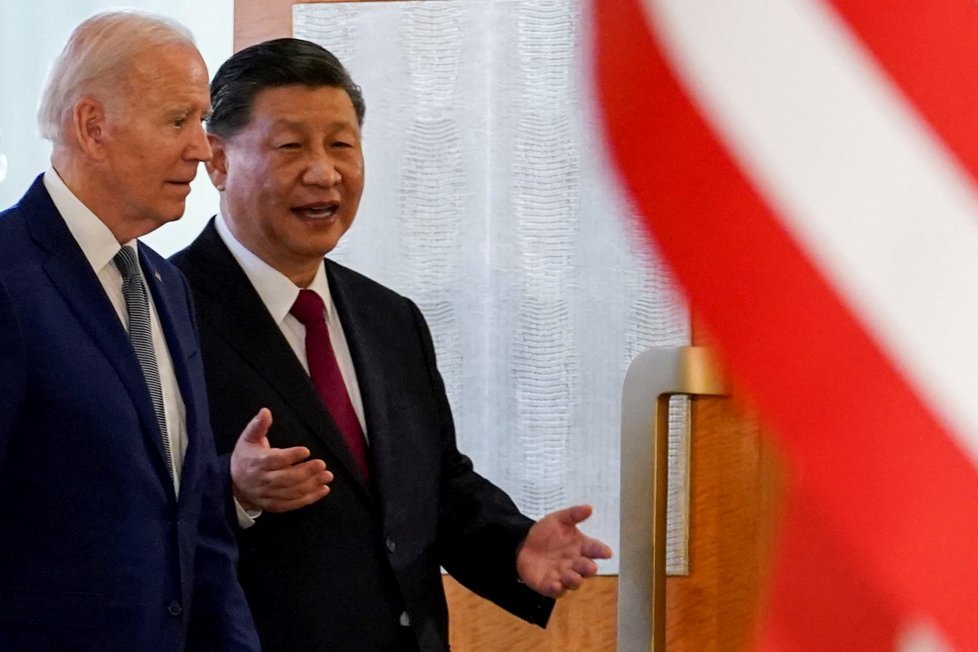 Americký prezident Joe Biden a čínský prezident  Si Ťin-pching.