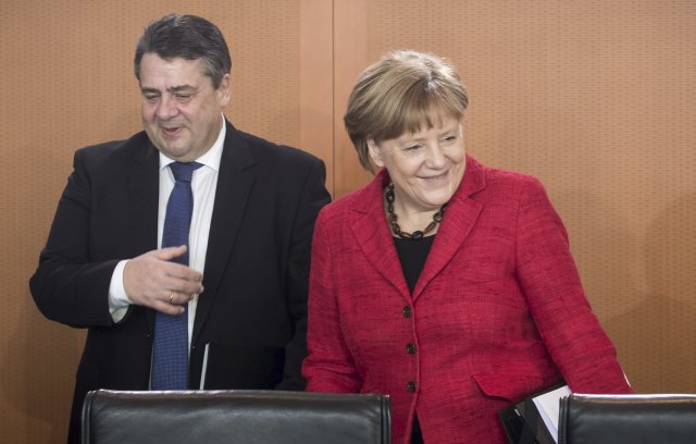Německá kancléřka Angela Merkelová a vicekancléř Sigmar Gabriel