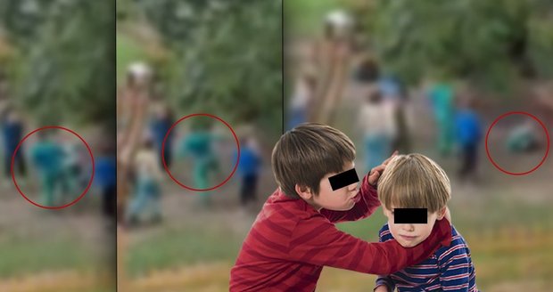 Na videu je vidět skupinka dětí, jedno z nich napřáhne nohu a kopne. Následně u plotu leží na zemi chlapeček a ostatní se kolem něho seběhnou.