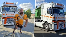 Silák Ondra odtáhl kamion vlastní silou na vzdálenost 35 metrů.