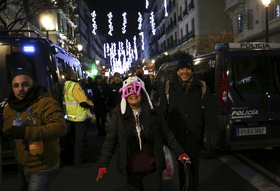 Oslavy příchodu nového roku v Madridu