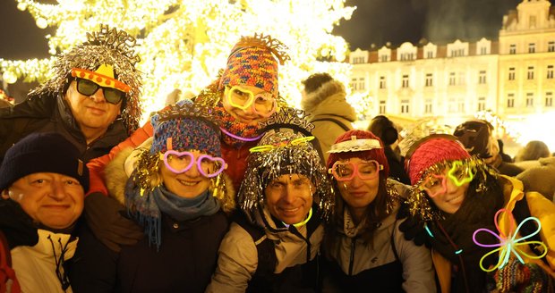 Vítání roku 2026 v Praze.