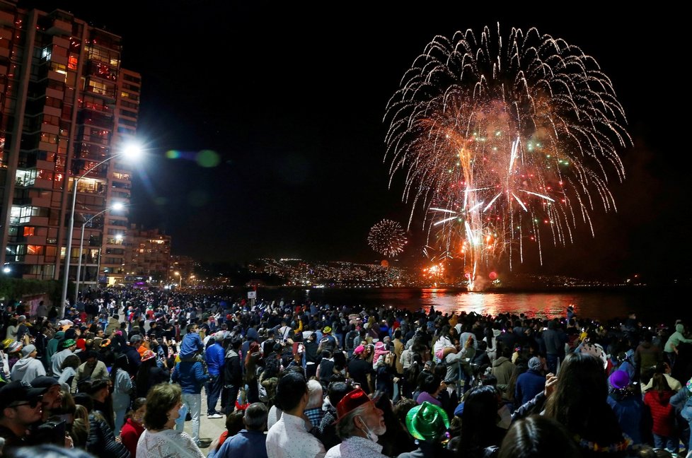 Novoroční pyrotechnika v Chile.