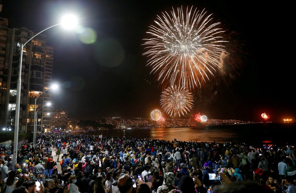 Novoroční pyrotechnika v Chile.