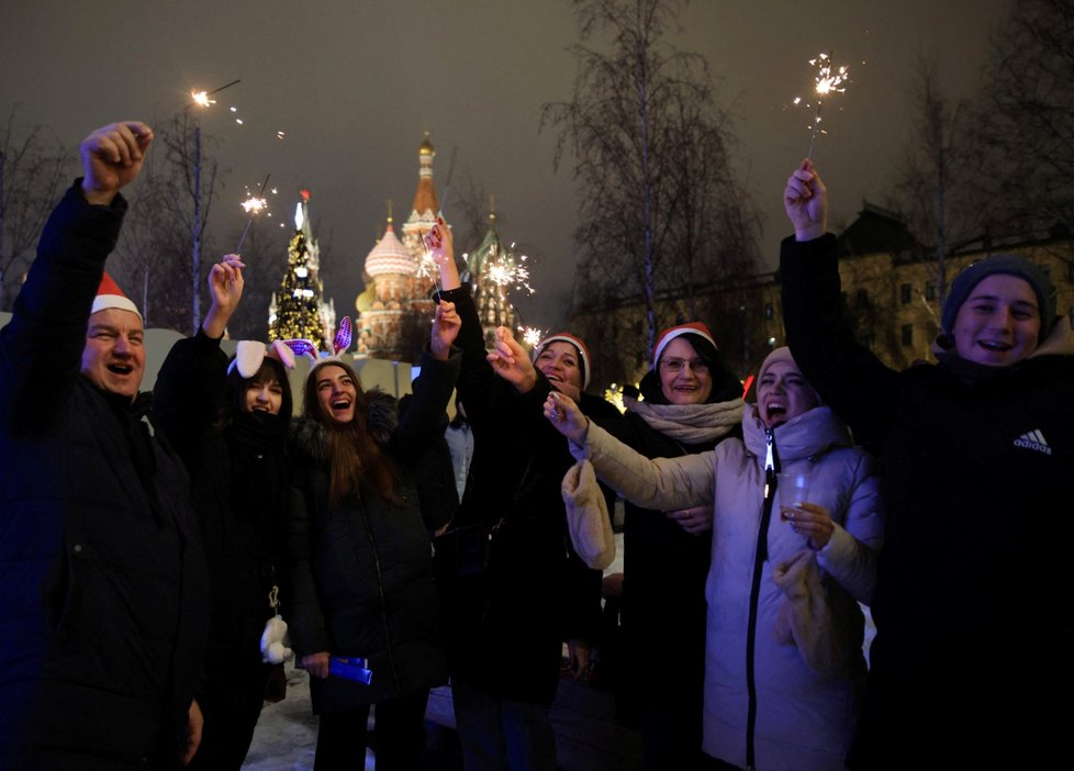 Novoroční oslavy v Moskvě.