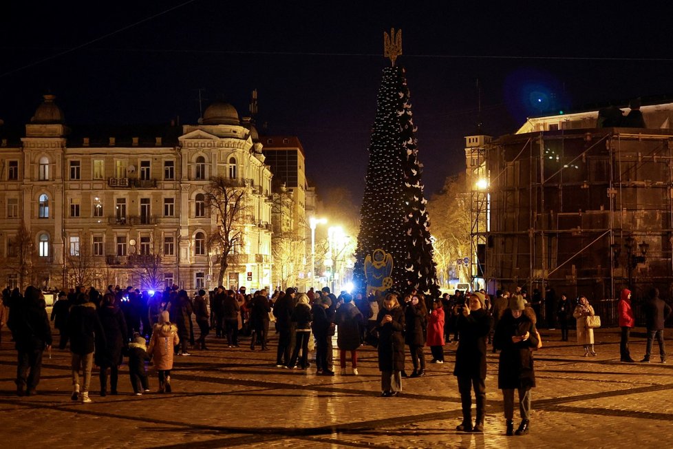 Silvestrovská noc v Kyjevě.