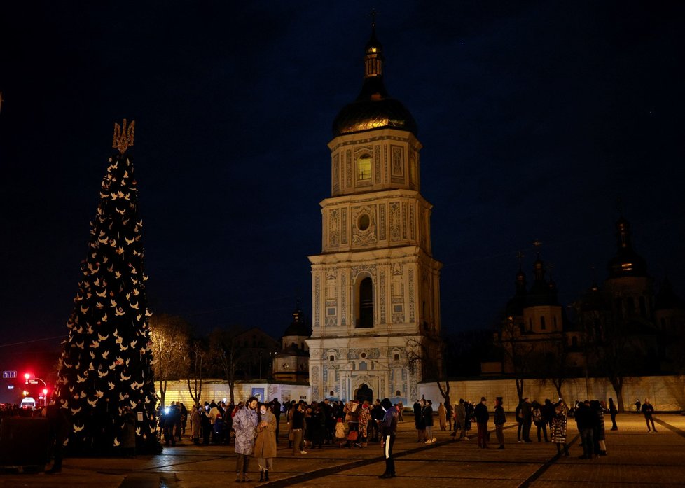 Silvestrovská noc v Kyjevě.