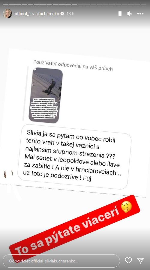 Silvia Kucherenko se na instagramu rozohnila.