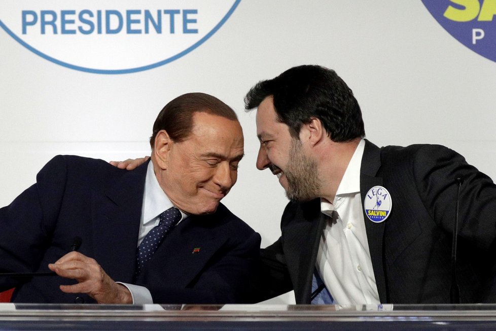 Silvio Berlusconi a Matteo Salvini před volbami v Itálii