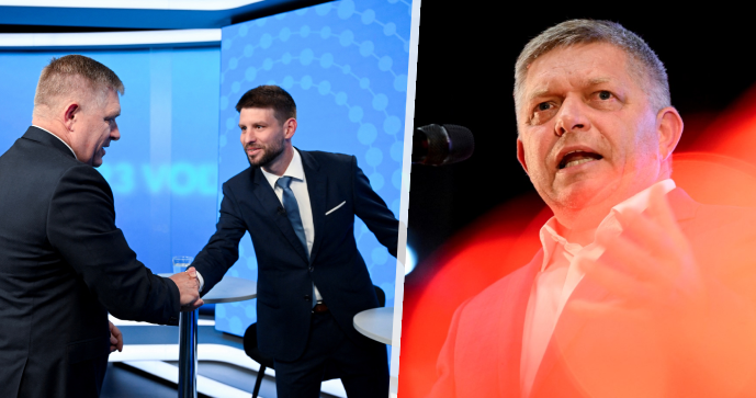 Michal Šimečka (Progresivní Slovensko) a Robert Fico (Směr)