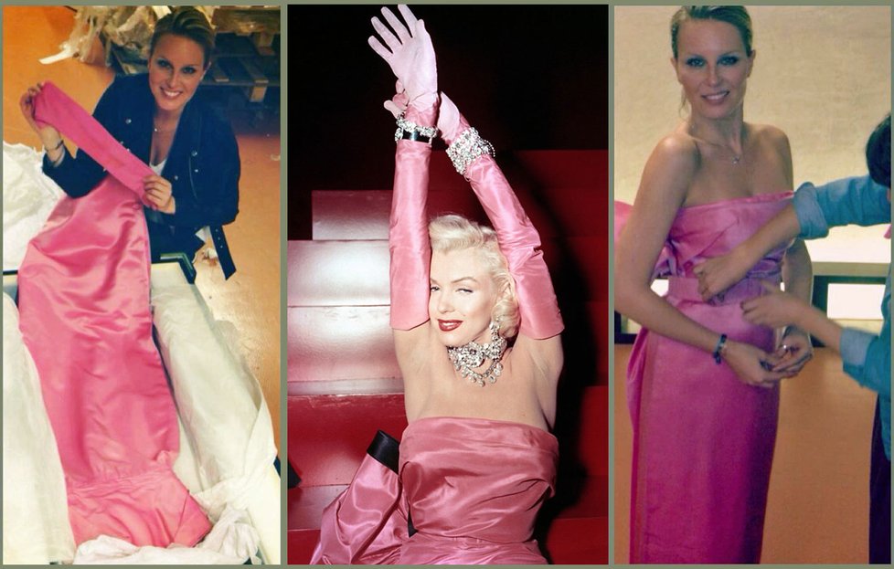 Topmodelka Simona Krainová oblékla šaty, které patřily Marilyn Monroe.