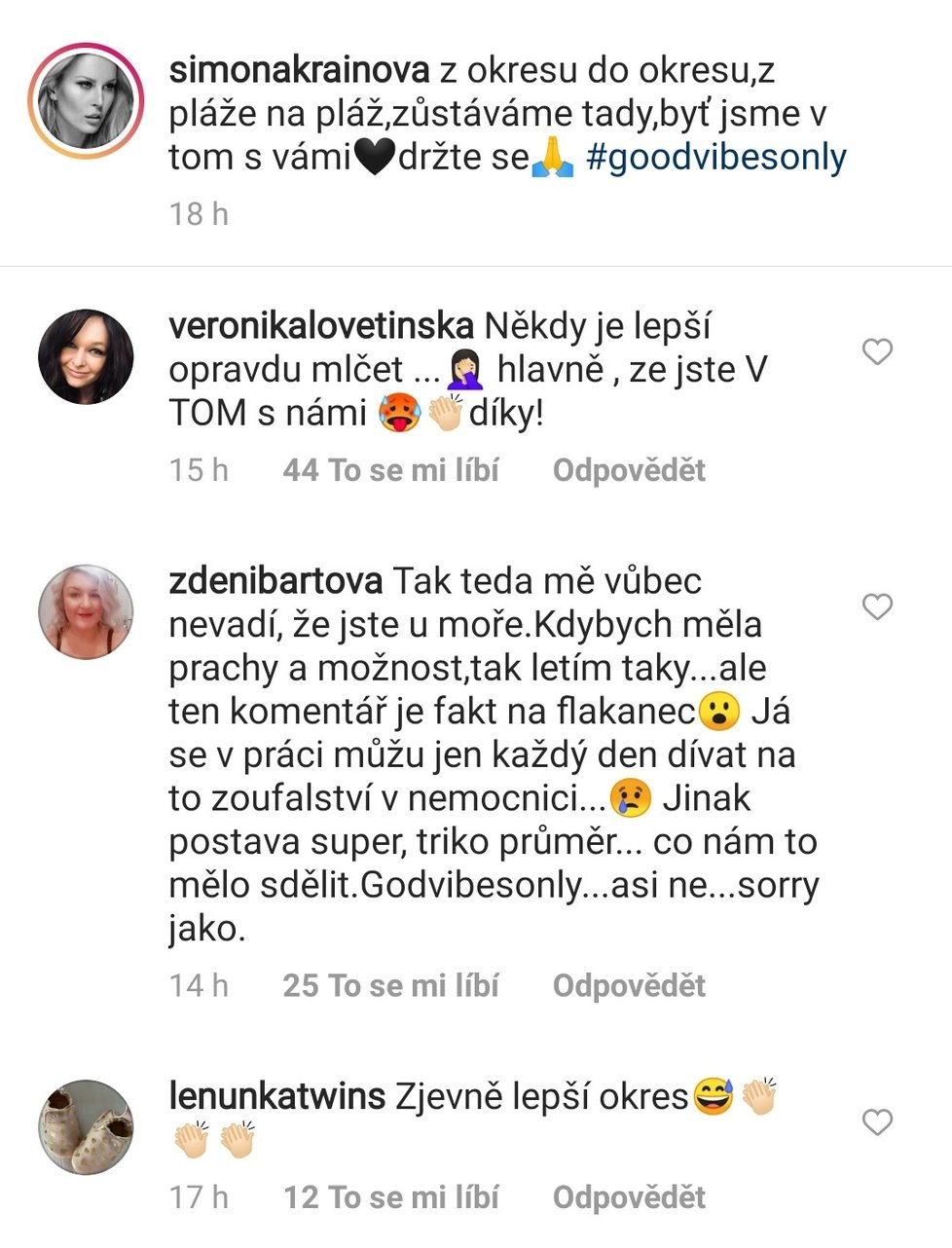 Simona Krainová se za svá slova dočkala kritiky...