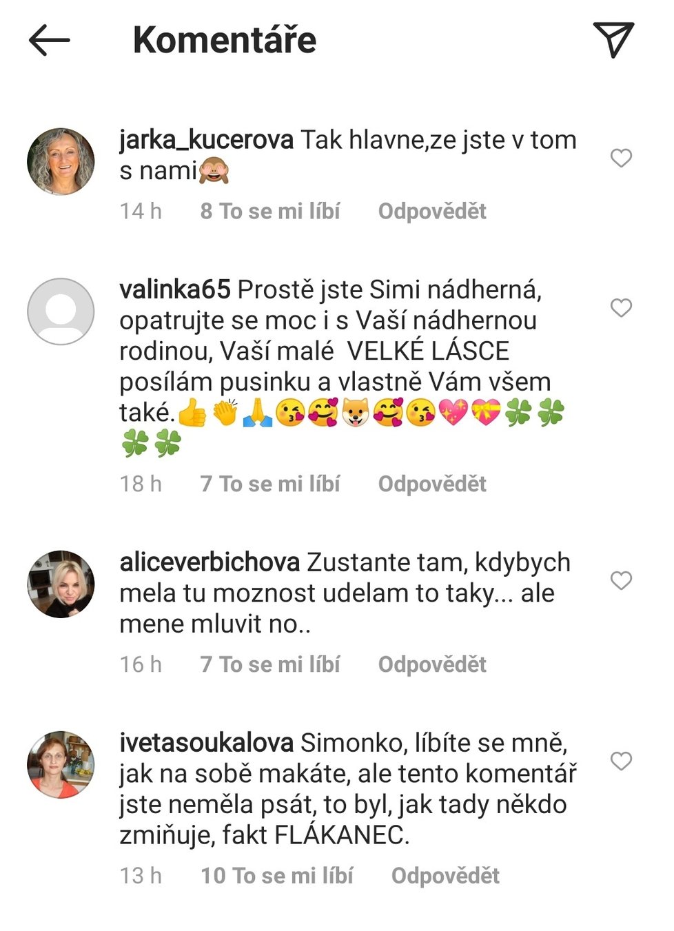 Simona Krainová se za svá slova dočkala kritiky...