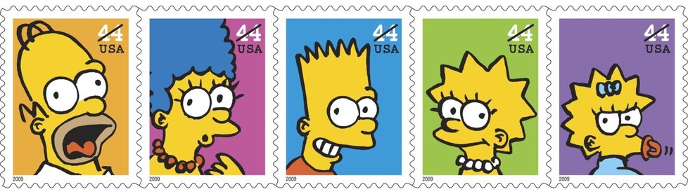 Homerova rodinka si vysloužila i vlastní sérii známek