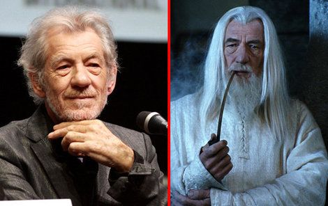 Sir Ian McKellen jako čaroděj Gandalf.