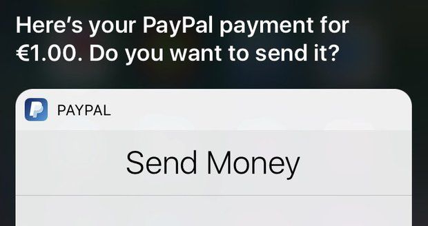 Ačkoliv přes PayPal lze platit v korunách, skrze Siri to zatím není možné.
