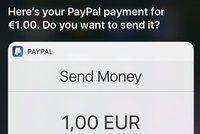 Jednodušší už to nebude. Siri umí platit přes PayPal, stačí říct komu a kolik