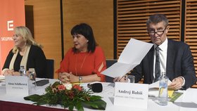 Zleva ministryně pro místní rozvoj Klára Dostálová, ministryně financí Alena Schillerová a premiér Andrej Babiš na celostátní finanční konferenci Svazu měst a obcí ČR s hlavním tématem financování samospráv