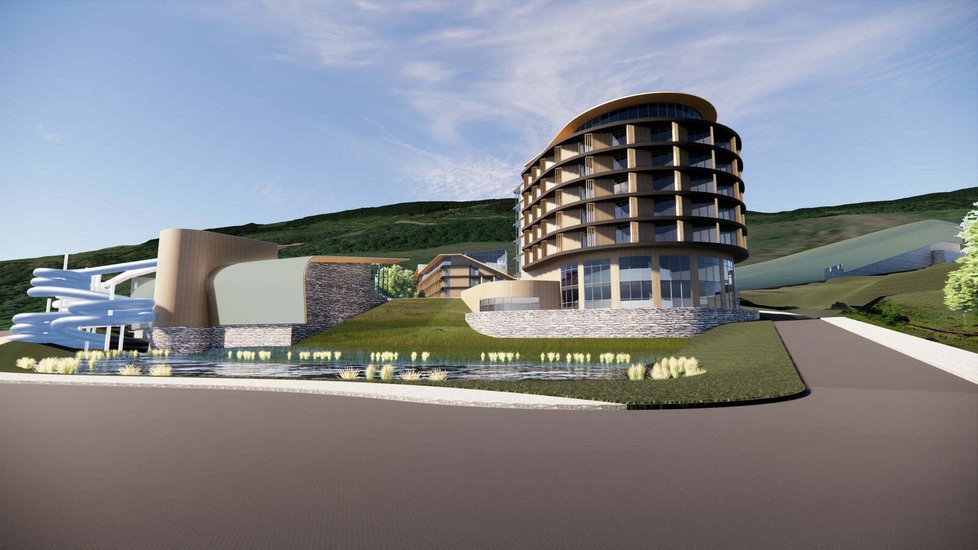 Rhydycar West bude zahrnovat sjezdovku i aquapark a několik hotelů.