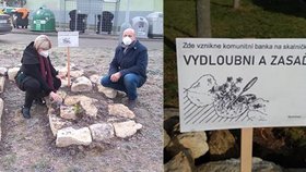 Vydloubni a zasaď! Jiří v Komořanech ze zbytků opuky vytvořil sousedskou skalničkovou banku