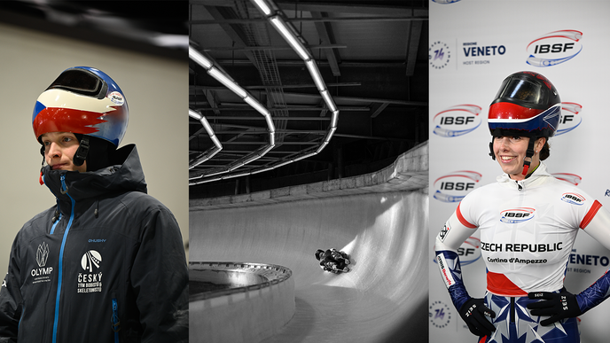 CO JE TO SKELETON? Náčiní má kovový rám, pod koleny a rameny závodníka se na něj dá zatlačit a tím se „nůž“ více vmáčkne do podkladu. Člověk by si představil ostrý nůž, ale navzdory názvu je to kulatina, nepořežete se o něj. Důležité jsou helmy, mezi značkami jako UVEX či Suomi má svoje pevné místo také tuzemský výrobce Vagus, za nímž stojí někdejší vynikající český sjezdový lyžař Ondřej Bank. Dělají se na míru na základě 3D skenu hlavy. Čím lehčí, tím lepší, každý gram je znát. CO JE TO SKELETON? Náčiní má kovový rám, pod koleny a rameny závodníka se na něj dá zatlačit a tím se „nůž“ více vmáčkne do podkladu. Člověk by si představil ostrý nůž, ale navzdory názvu je to kulatina, nepořežete se o něj. Důležité jsou helmy, mezi značkami jako UVEX či Suomi má svoje pevné místo také tuzemský výrobce Vagus, za nímž stojí někdejší vynikající český sjezdový lyžař Ondřej Bank. Dělají se na míru na základě 3D skenu hlavy. Čím lehčí, tím lepší, každý gram je znát.