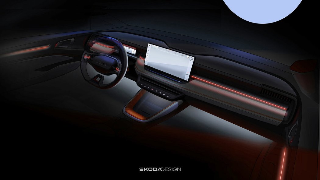Škoda ukazuje skicu interiéru nového elektromobilu