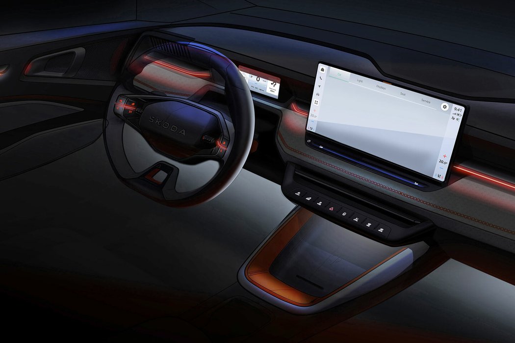 Škoda ukazuje skicu interiéru nového elektromobilu