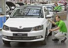 Škoda letos vyrobila milion vozů, jubilantem je Fabia 1.2 TSI/81 kW