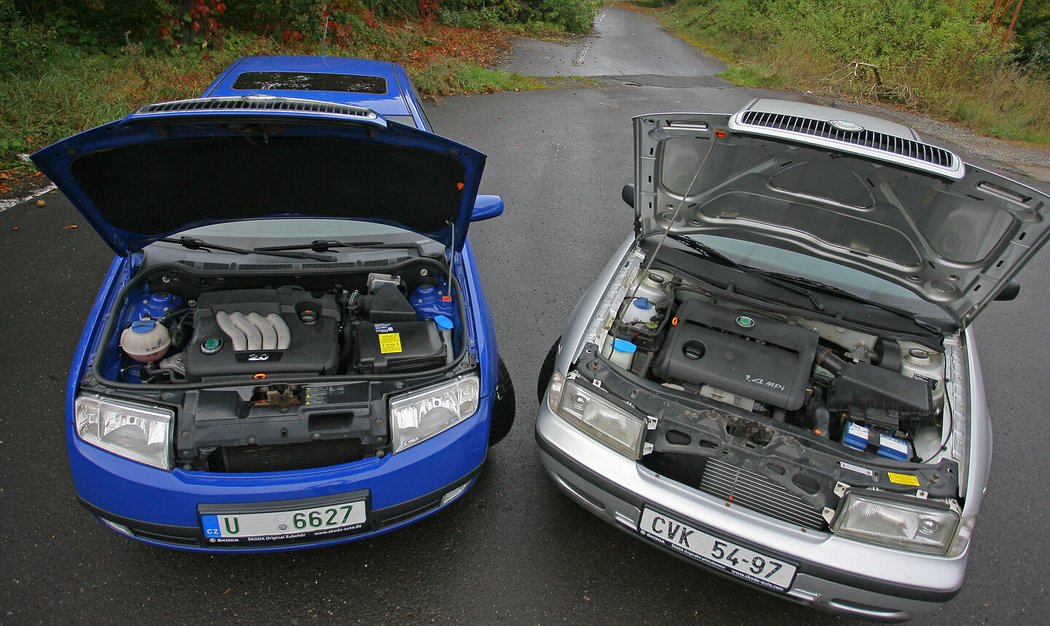 Škoda Octavia 1.4 MPI OHV (44 kW) a Škoda Fabia Sedan 2.0 MPI (85 kW)