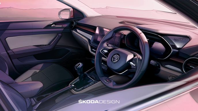 Designové skici přináší první pohled do interiéru vozu Škoda Slava