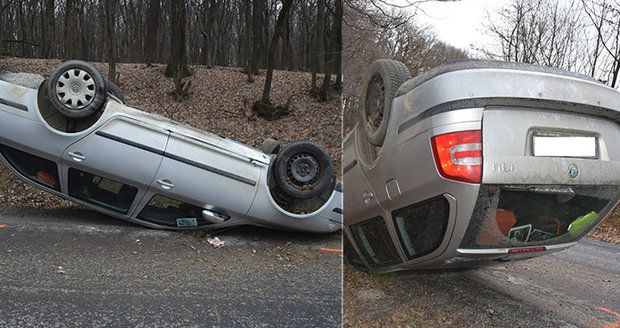 Řidič obrátil škodovku na střechu: Po nehodě nadýchal 2,52 promile