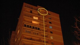Žena skočila z 13. patra paneláku na rohu Heyrovského a Jánského ulice.