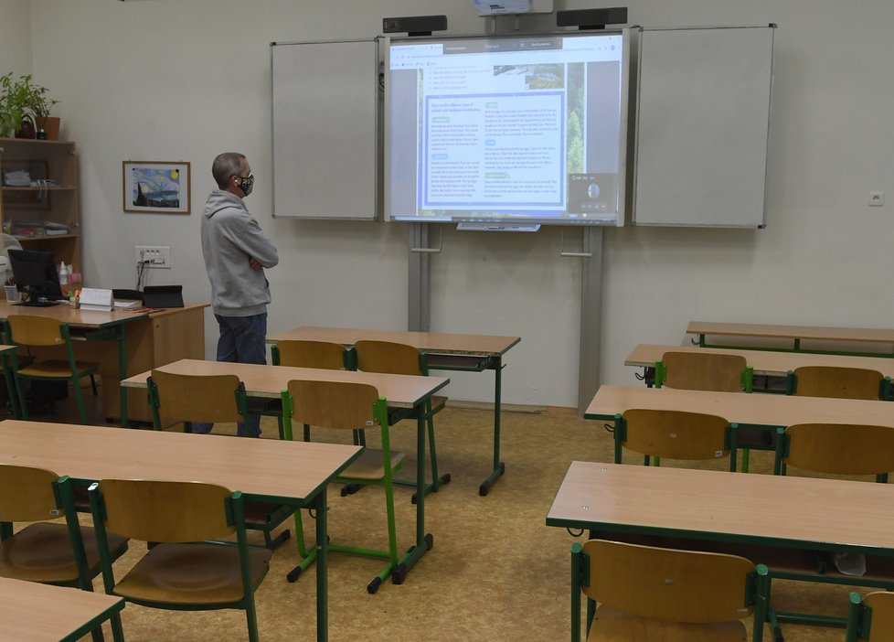 Distanční výuka v jedné z pražských škol